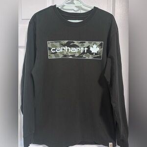 Carhartt Men's Camouflage Logo Black Long Sleeve Tee